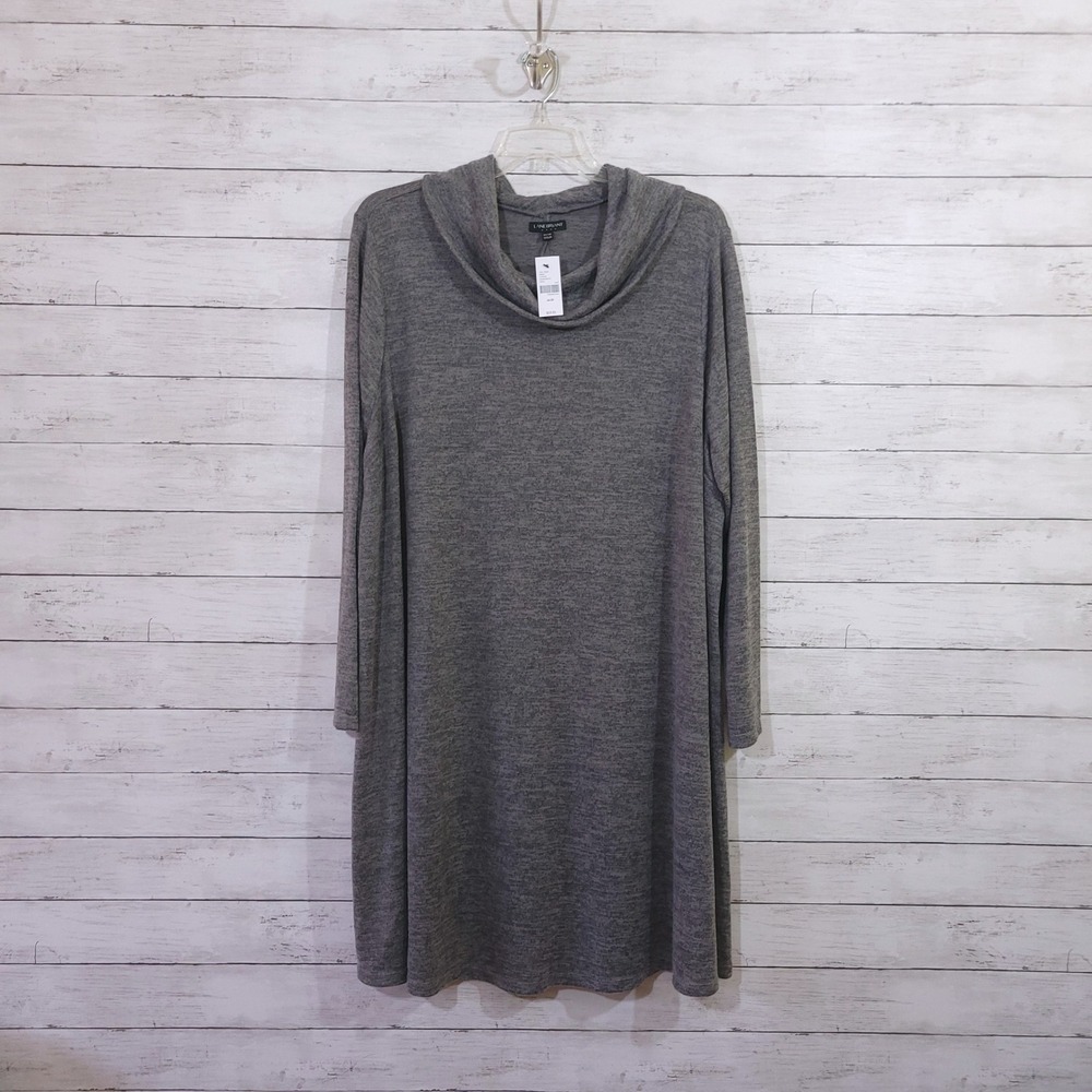 Lane Bryant Cowl Neck Tunic Dress Gray Heathered Knit Plus Size 26/28 NEW
